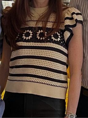 Rails Cream and Black Crochet Sweater. Size small.